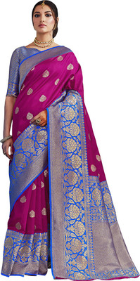 Ratnavati Embroidered Kanjivaram Poly Silk Saree(Pink)