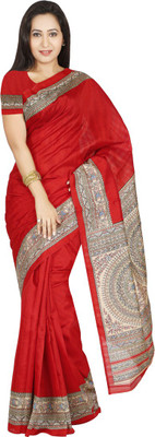 

Rani Saahiba Printed Bhagalpuri Art Silk Saree(Red)