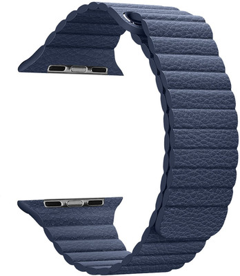 

Midkart Apple iWatch 38 mm Navy Blue Leather Loop Magnetic Adjustable Belt Series 1 / 2 / 3 Smart Watch Strap(Blue)