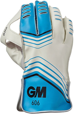 GM 606 Wicket Keeping Gloves (Men, White, Blue), Blue;white