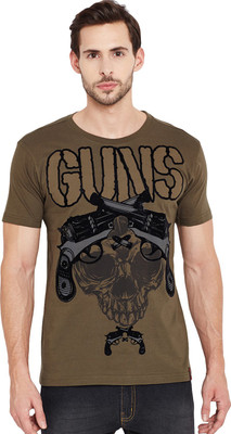 PUNK Printed Men Round or Crew Brown T-Shirt PUNK Printed Men Round or Crew Brown T-Shirt