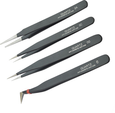 

Scorpion Quartz Tweezers Anti-Magnetic /Anti Acid Set of 4pcs For Gadget Repairing, Hobby, Craft, Jewellery Making, Watch repair Work