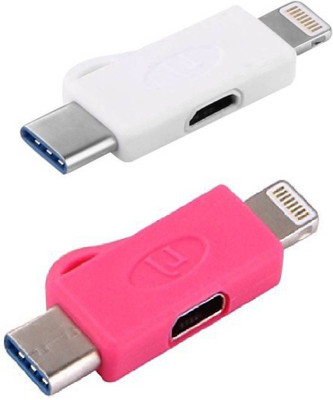 

OLECTRA Elite Series 3 IN 1 Micro USB to Lightning 8 Pin and Type C Convertor CHARGING ADAPTER OTG Cable (Pink & Yellow) ot Card Reader(Multicolor)