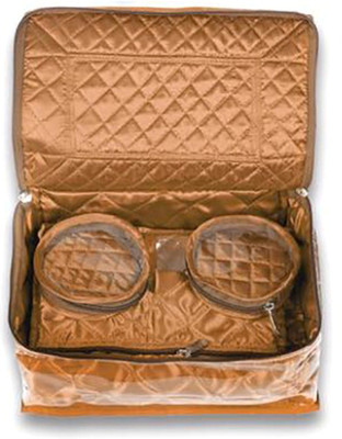 

ShopyBucket Fabric Jewellery Organizer With 12 Pouches jwellery Box Vanity Box(Brown)