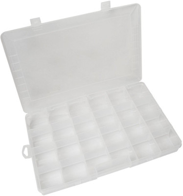 

Saroja Enterprises Adjustable Plastic Jewelry Box Tools Box 24 Case Compartment Storage Box Storage Vanity Box Specially Used: Used To Store Earrings, Necklace, Bead, Finger Ring Or Other Jewellery Vanity Box(Transparent)
