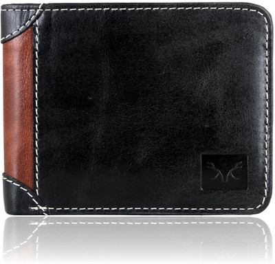 

Death By Color Men Black Genuine Leather Wallet(4 Card Slots), Black-brown