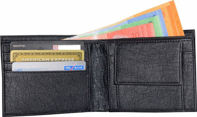 

SHAR Men Black Artificial Leather Wallet(3 Card Slots)
