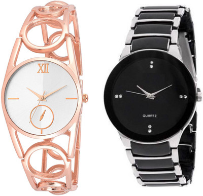 PEPPER STYLE Lorem Rose Gold And Silver Black Stylish Watch Watch - For Men & Women