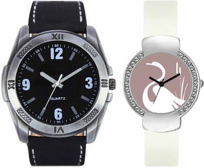 

VALENTIME VL34VT26 New Latest Stylish Designer Collection Leather Combo Couple Fancy Diamond Party Best Offer Watch - For Men & Women