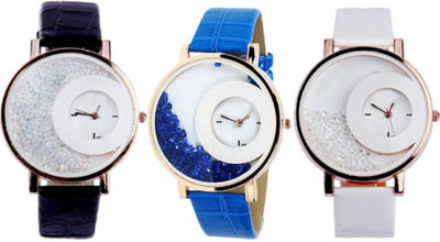 

Montres New Stylish Designer Multicolour Leather Belt Fancy Movable Diamond Combo MW015 Boys & Girls Watch - For Girls