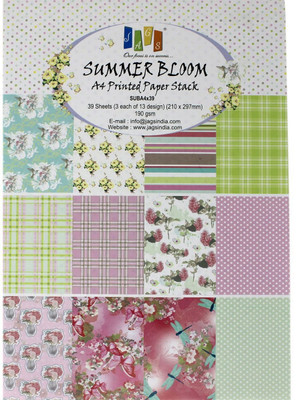 JAGS A4 Craft Papers Summer Bloom - (CPPS06) - 13 Pattern Designs 39 Sheets