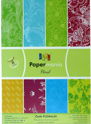 

JAGS A4 Craft Papers Paper Mania Floral - (CPPS23) - 8 Pattern Designs 24 Sheets