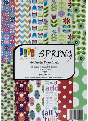 JAGS A4 Craft Papers Spring - (CPPS17) - 12 Pattern Designs 36 Sheets