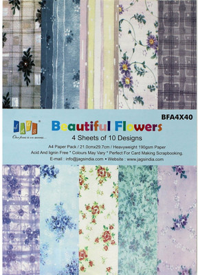 

JAGS A4 Craft Papers Beautiful Flowers - (CPPS07) - 10 Pattern Designs 40 Sheets