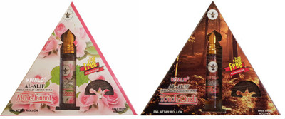 

Kivalo Ⓡ Pure Original Attar Jannat & Touch-Oudh Roll On Attar Pack of 2 x 8 ml with Free 2 x 10 g Bukhoor Coin Floral Attar(Musk)
