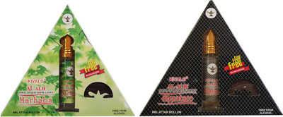

Kivalo Ⓡ Pure Original Marhab & Signature Roll On Attar Pack of 2 x 8 ml with Free 2 x 10 g Bukhoor Coin Floral Attar(Musk)