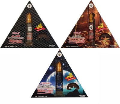 

Kivalo Ⓡ Pure Original Marhab, Ruhul-Abid & Signature Roll On Attar Pack of 3 x 8 ml with Free 3 x 10 g Bukhoor Coin Floral Attar(Musk)