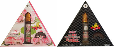 Kivalo Ⓡ Pure Original Attar Jannat & Signature Roll On Attar Pack of 2 x 8 ml with Free 2 x 10 g Bukhoor Coin Floral Attar(Musk)