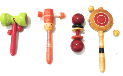 Crafts India Handcrafted Wooden Rattle Set 4 pcs Combo1 Rattle(Multicolor)