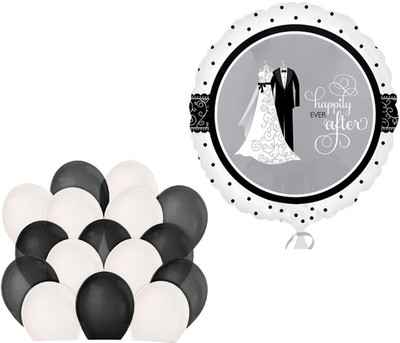 

AMFIN Solid Wedding decoration items for marriage party/Engagement decoration Wedding Foil Balloon Wedding Engagement Decoration/deocration items for anniversary party Balloon(Black, White, Pack of 020)