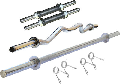 

L'AVENIR 3ft. Weight Lifting BEND ROD + STRAIGHT ROD + 2 pcs. 14" DUMBBELL RODS Weight Lifting Bar(Silver)