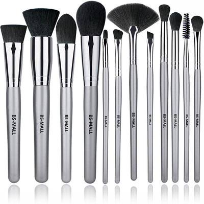 

BS-MALL Makeup Brush Set Premium Synthetic Silver Foundation Blending Blush Face Powder Brush Makeup Brush Kit(Pack of 12)