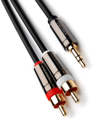 

CABLESETC 3241 Pro 3.5mm Male to 2 RCA Male Stereo Audio Cable RCA Audio Video Cable(Compatible with Home Theatre Mobile TV Computer, Black)
