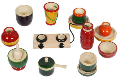 

Crafts India Eco-friendly Wooden Toy Kitchen Set (Multicolored) - Premium Finish 16pcs(Multicolor)