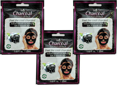 

Yash Herbal Charcoal Anti-Blackhead Gel Peel-off Mask for Soft & Smoth Skin (Pack of 3) Removes black-heads and dust(75 ml)
