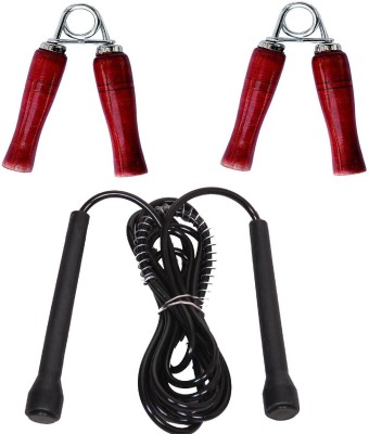 Woody PRO SKIPPING-ROPE Jump Skipping Rope for Men, Women, Weight Loss, Kids, Girls, Children, Adult - Best in Fitness, Sports, Exercise, Workout with Thin Handle Available Colors Black at Cheap Low Price &1 PAIR WOODEN HAND GRIP COMBO Home Gym Freestyle Skipping Rope(Black, Length: 274 cm)