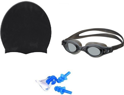 

Venom BLACK COLOR GOGGLES, CAP WITH EAR & NOSE PLUG Swimming Kit