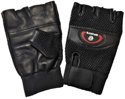 

VIGOR Leather Padding gloves Gym & Fitness Gloves (Free Size, Black)