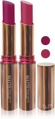 

FEMINA09 cosmetics makeup velvet matte Enriched with Vitamin E lipstick fashion collection combo set of 2 color(magenta purple, 10 g)