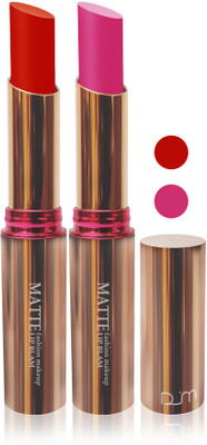 

FEMINA09 cosmetics makeup velvet matte Enriched with Vitamin E lipstick fashion collection combo set of 2 color(red d pink, 10 g)