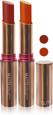 

FEMINA09 cosmetics makeup velvet matte Enriched with Vitamin E lipstick fashion collection combo set of 2 color(brown orange)