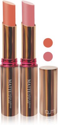 

FEMINA09 cosmetics makeup velvet matte Enriched with Vitamin E lipstick fashion collection combo set of 2 color(skin color pink)