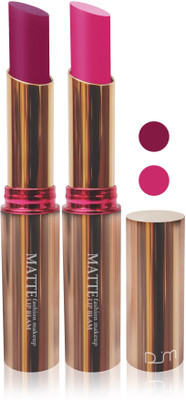 

FEMINA09 cosmetics makeup velvet matte Enriched with Vitamin E lipstick fashion collection combo set of 2 color(purple d pink)