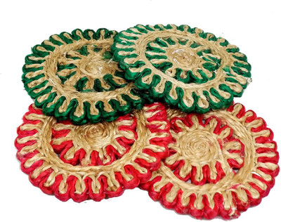 

Majik Round Jute Coaster Set(Pack of 4), Multicolor