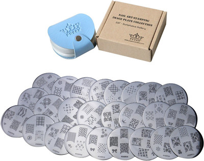 

PUEEN Nail Art Stamp Collection Set 25F - NEW Unique Set of 25 Nailart Polish Stamping Manicure Image Plates Accessories Kit (Totaling 150 Images) - New Batch with Display & Storage Case-BH000019(N/A)