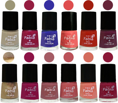 

Fabia Matte Nail Polish Exclusive Combo Tan, Cherry Blossom, Shock Blue, Salmon, Shock Orange Red, Mulberry, Golden, Raspberry, Lip, Bazooka Joe, Light Peach, Pure Wine(Pack of 12)