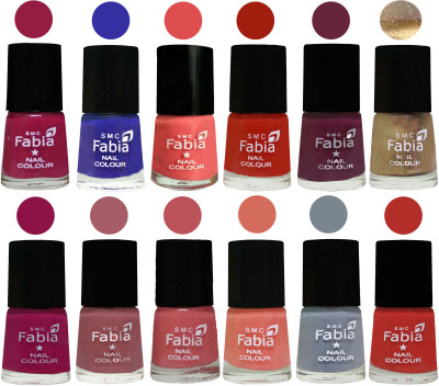 

Fabia Matte Nail Polish Exclusive Combo Cherry Blossom, Shock Blue, Salmon, Shock Orange Red, Mulberry, Golden, Raspberry, Lip, Bazooka Joe, Light Peach, Wild Gray Yonder, Candy Orange(Pack of 12)