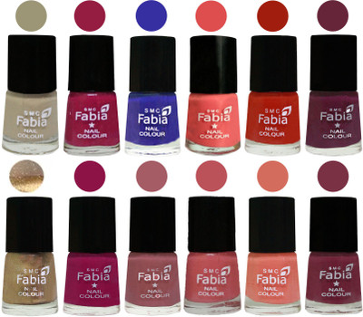

Fabia Matte Nail Polish Exclusive Combo Tan, Cherry Blossom, Shock Blue, Salmon, Shock Orange Red, Mulberry, Golden, Raspberry, Lip, Bazooka Joe, Light Peach, Plum(Pack of 12)