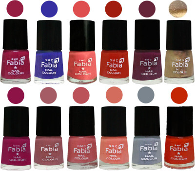 

Fabia Matte Nail Polish Exclusive Combo Cherry Blossom, Shock Blue, Salmon, Shock Orange Red, Mulberry, Golden, Raspberry, Lip, Bazooka Joe, Light Peach, Wild Gray Yonder, Fire Orange(Pack of 12)