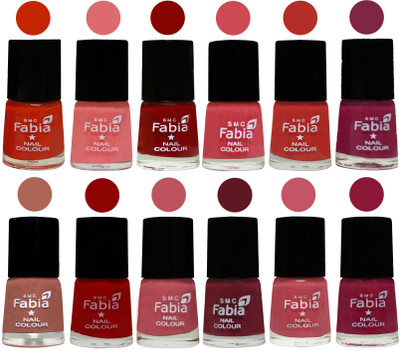 

Fabia Exclusive Nail Polish Set of 12 pcs. Fire Orange-Baby Pink-Bold Red-Strawberry-Candy Orange-Dark Magenta-coral-Red-Coral Pink -Jam-Light Pink-Pure Wine(Pack of 12)