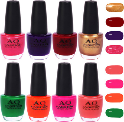 

AQ Fashion Gorgeous Shade Nail Polish Set 1004 Multicolor(Pack of 8)