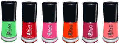 

forsure matte long lasting professional nail polish set of 6 neon reen, fire red, light pink, orange, mania pink, hot peach(Pack of 6)