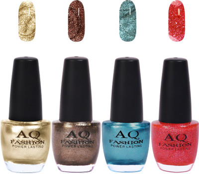 

AQ Fashion Funky Vibrant Range of Colors Nail polish Lemony Shimmer,Coco Shimmer,Turquoise,Fusion Pink(Pack of 4)