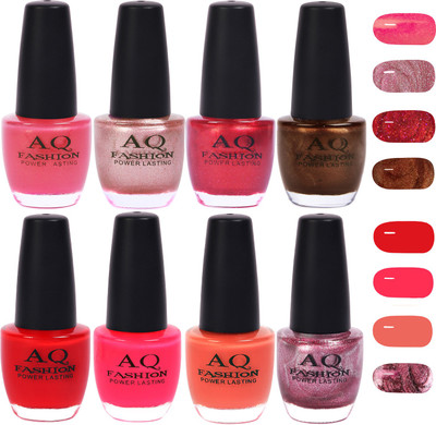 

AQ Fashion Gorgeous Shade Nail Polish Set 1013 Multicolor(Pack of 8)
