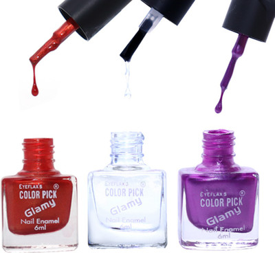 

Eyeflax's Colorpick Glamy Nail Enamel Combo (7) Multicolor(Pack of 3)