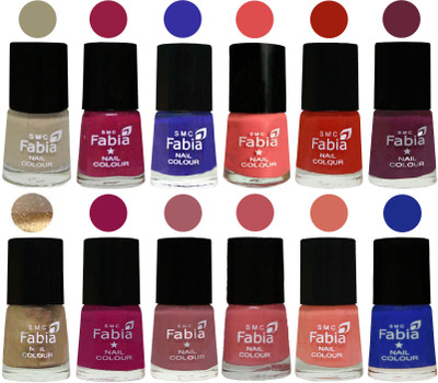 

Fabia Matte Nail Polish Exclusive Combo Tan, Cherry Blossom, Shock Blue, Salmon, Shock Orange Red, Mulberry, Golden, Raspberry, Lip, Bazooka Joe, Light Peach, Shock Blue Dark(Pack of 12)